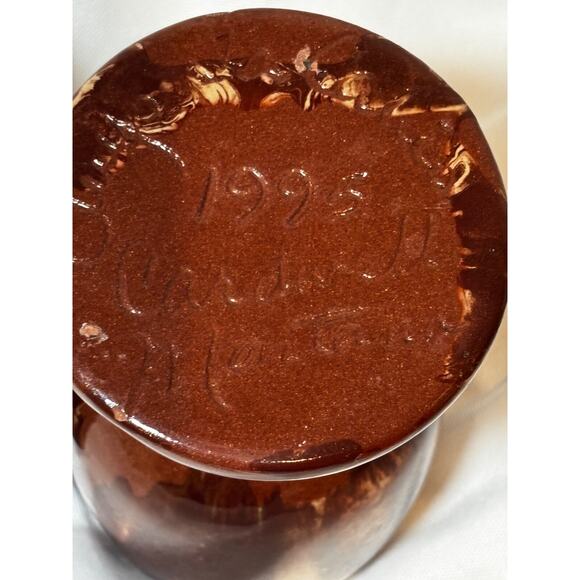 Clays‎ In Calico Pottery 2 Wine Goblets Communion Vintage 1995 Rustic Boho Artsy - Picture 7 of 9